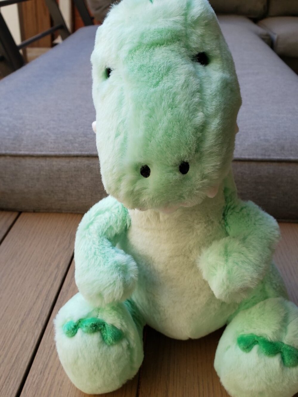 EUC FAO SCHWARTZ lovable, ultra-soft stuffed animal DINO electric green (OS)